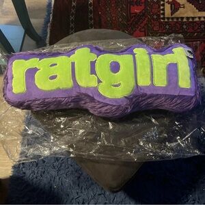 Stray Rats Purple and Green 'Ratgirl' 19 in. Accent Pillow